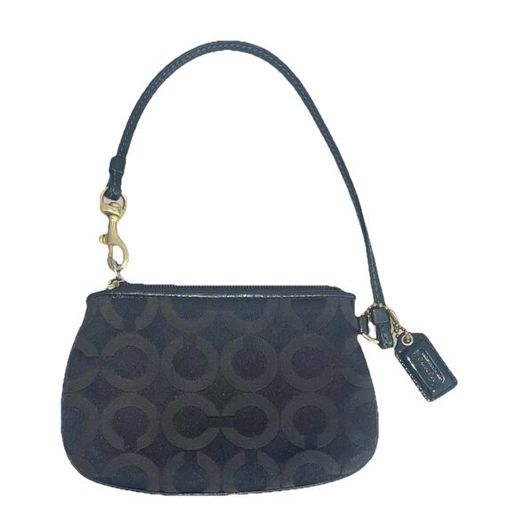 Coach Madison Signature C Jacquard Black Pleated Wristlet Small - Picture 4 of 4
